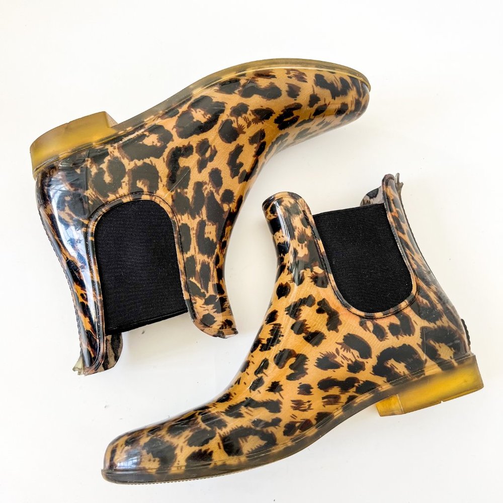 J. Crew Rain Booties Cheetah Print - Size 8